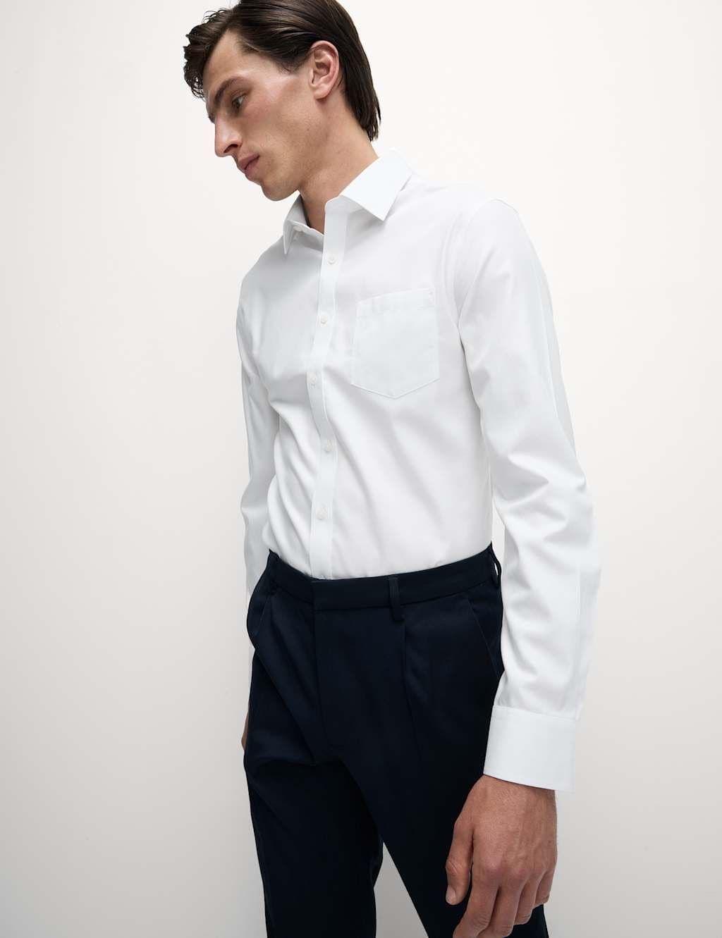 Marks & Spencer M&S White Cotton Slim Fit Shirt