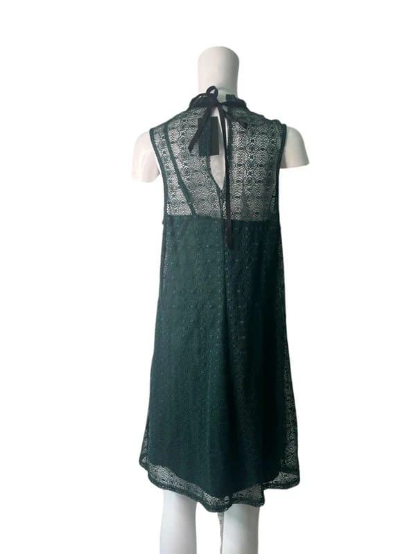 New Look New Look Shift Dress Size 14 Womens NEW Green Lace Swing Neck Tie EU42 RRP £20