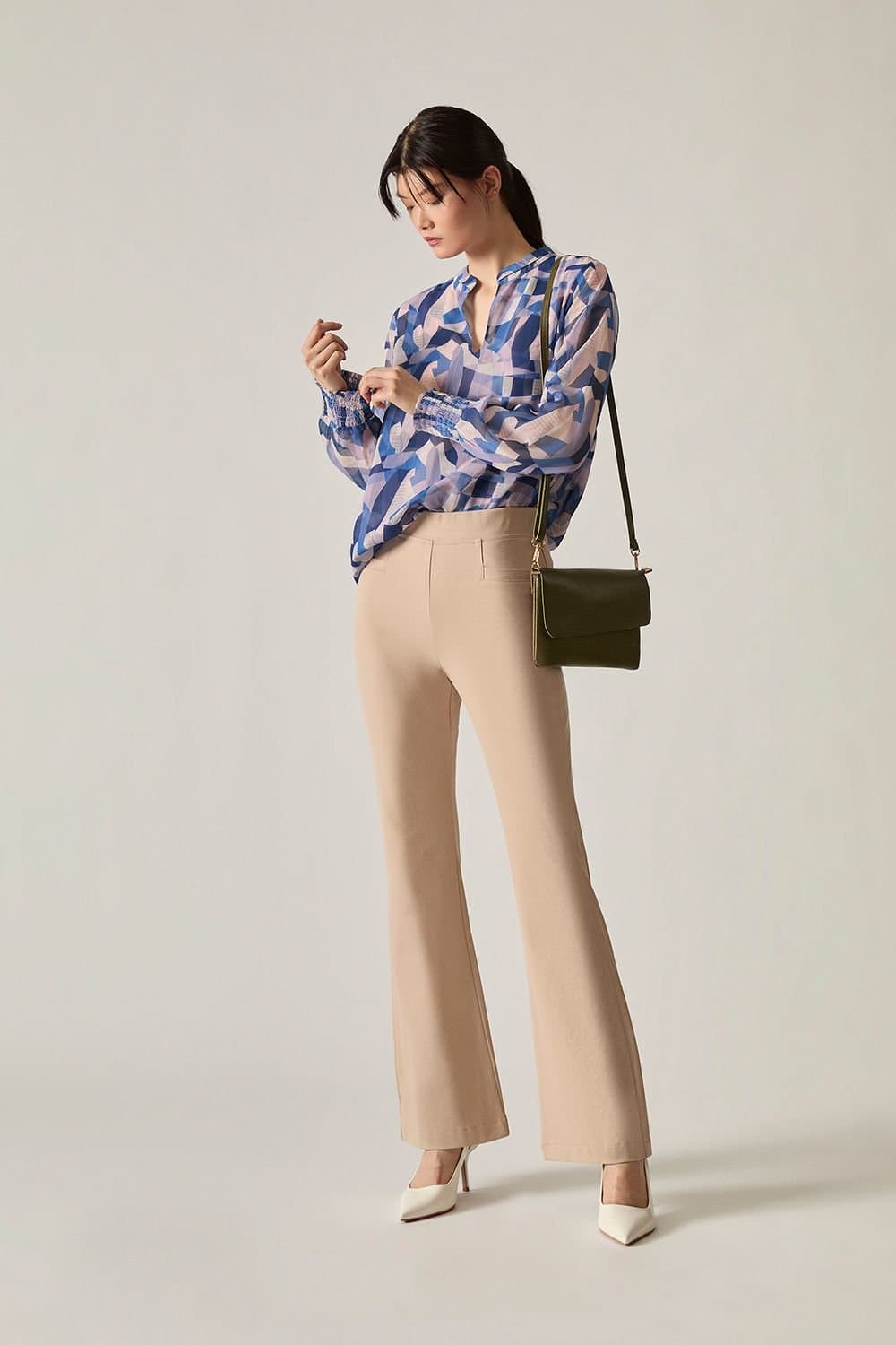 James Lakeland James Lakeland Women's Beige Bootleg Trousers