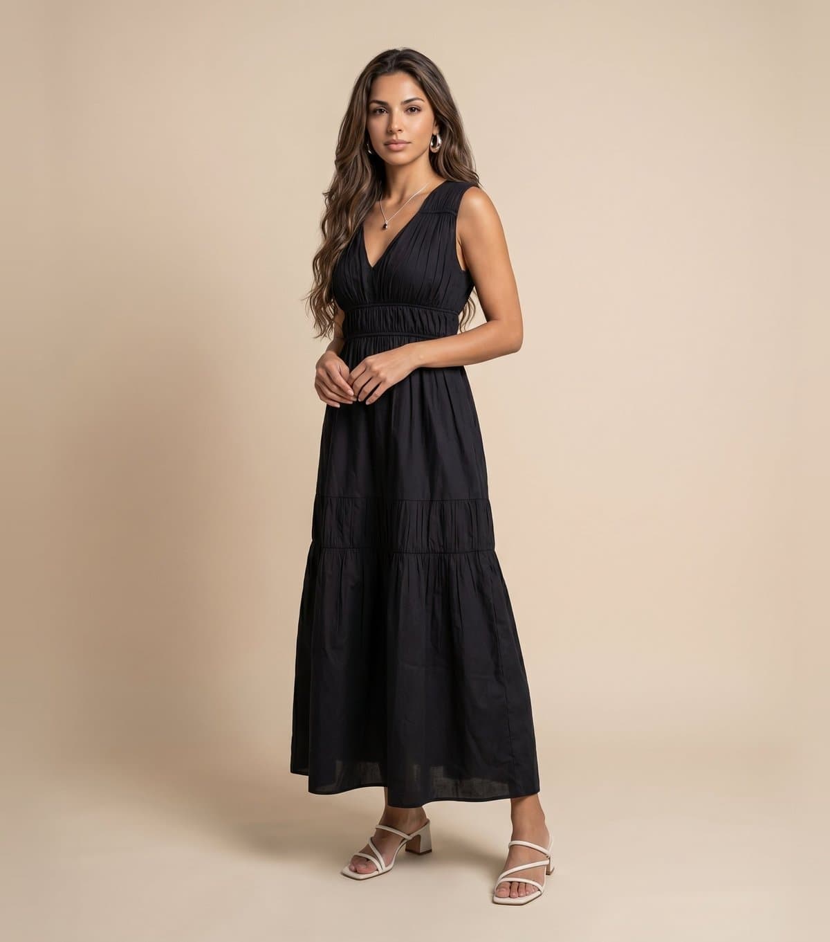 Urban Bliss Women's Black Cotton Poplin Ruched Maxi Dress Urban Bliss New Look
