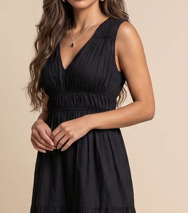 Urban Bliss Women's Black Cotton Poplin Ruched Maxi Dress Urban Bliss New Look - 2