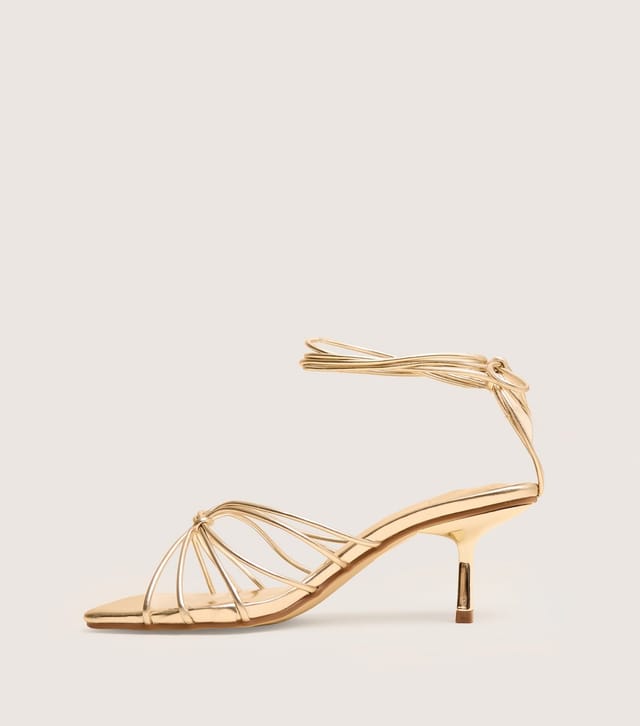 Public Desire Women's Gold Nora Faux Leather Lace Up Strappy Sandals Public Desire New Look - 2