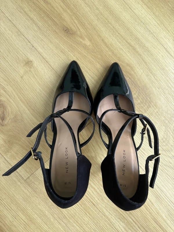 New Look New Look Black Pointed Toes Ankle Strap Heels- Elegant Occasion Shoes UK 5