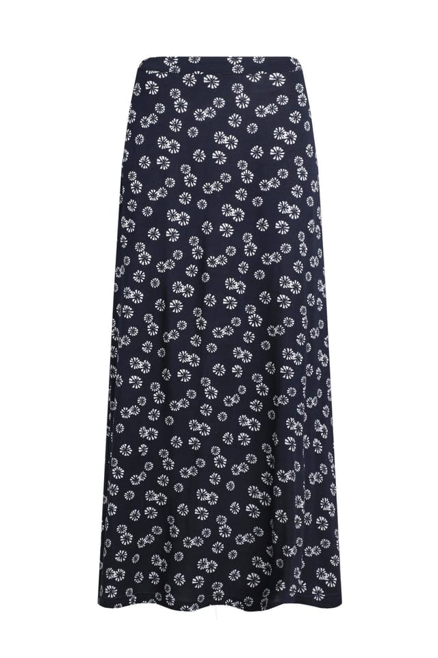 Weird Fish Weird Fish Women's Medivet Printed Jersey Maxi Skirt in Dark Navy - 2