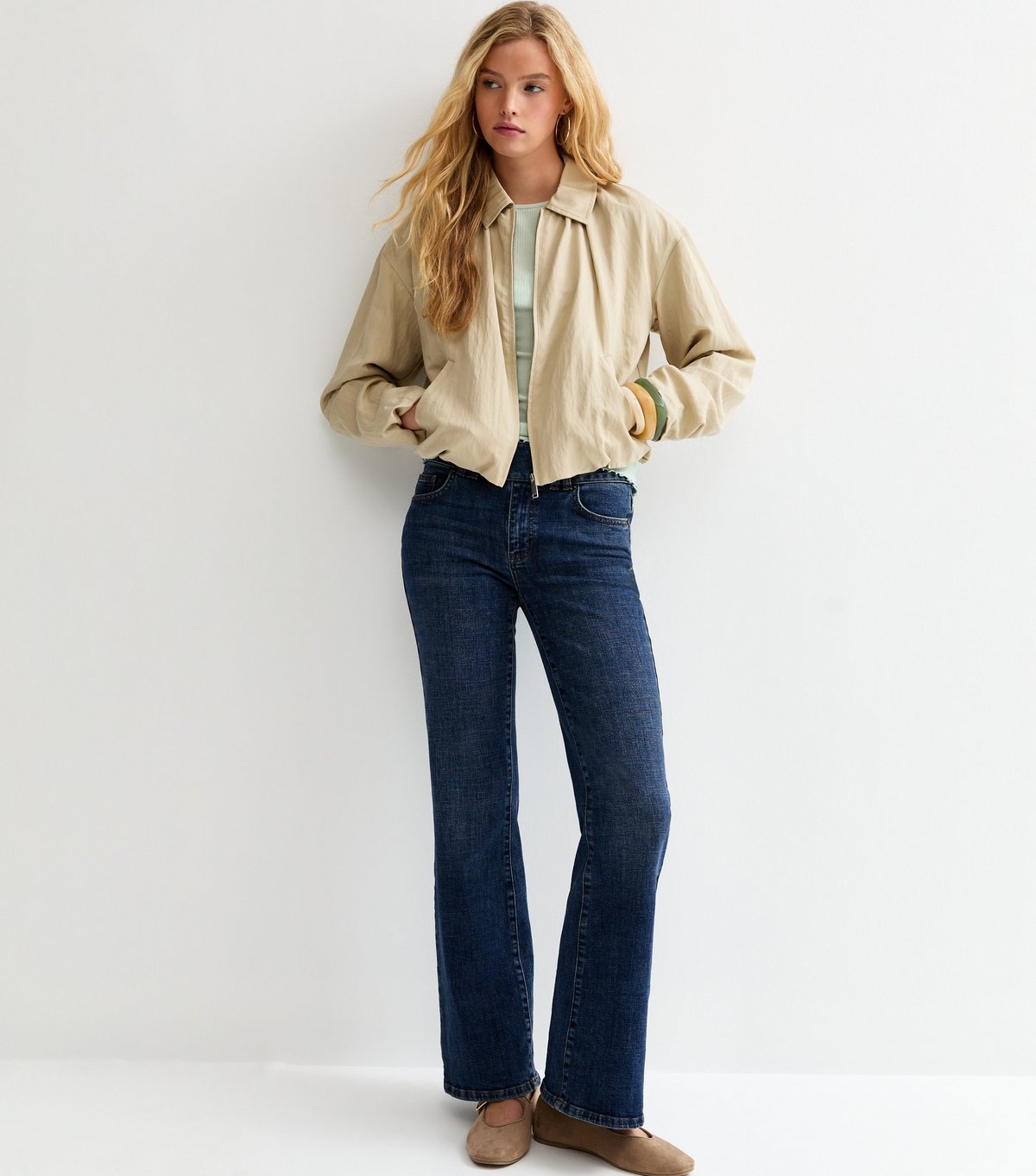 New Look Women's Mint Green Ribbed Jersey Frilly Trim Short Sleeve Top New Look - 3