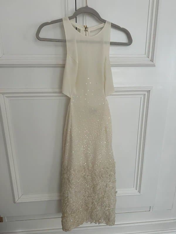 ASOS ASOS design cream bridal embellished sequin cut out midi dress