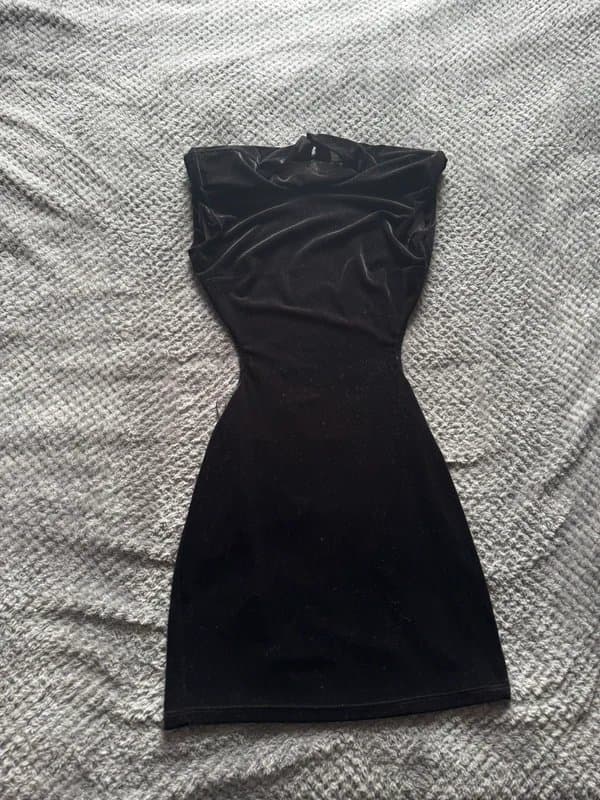 Bershka Black Bershka velvet backless mini dress
