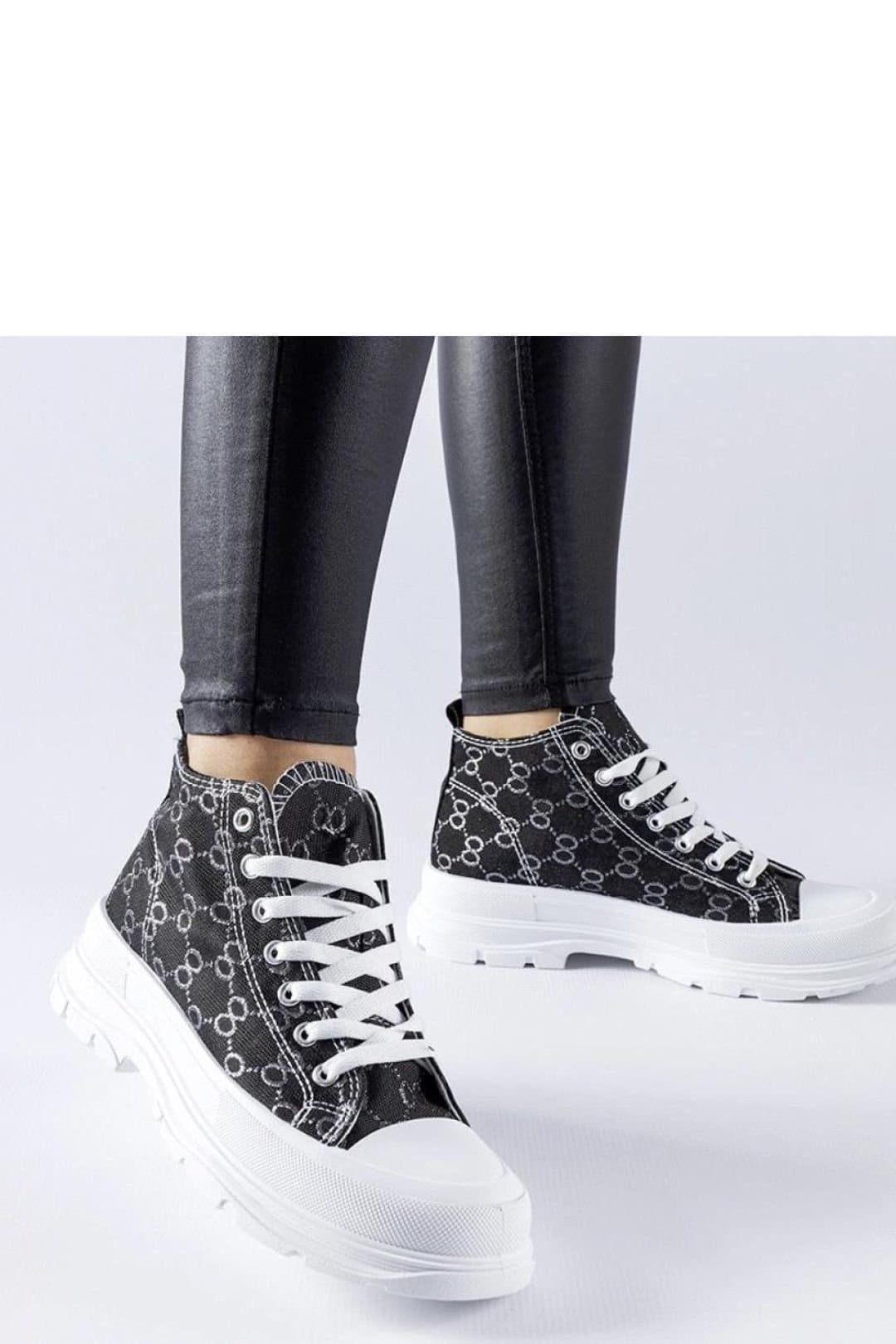 Love Lace Love Lace Women's Terenzio Monogram Fabric Lace Up High Top Sneakers Summer in Black