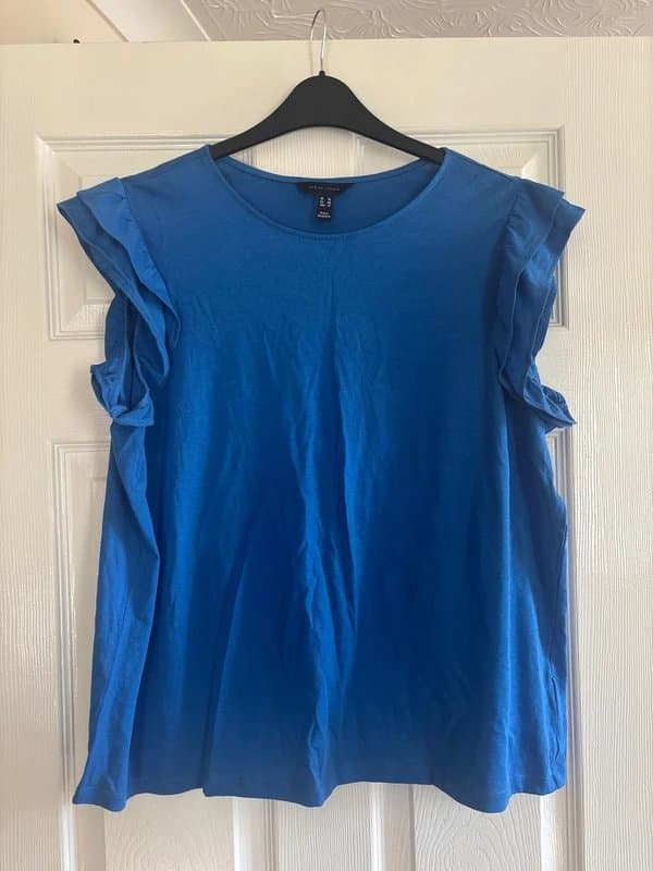 New Look Blue short ruffle sleeved top