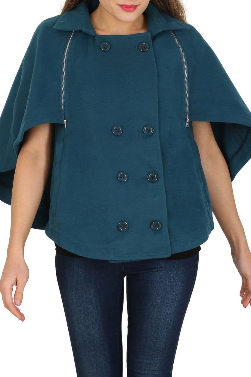 Cutie London Cutie London Women's Bat Wing Cape Jacket in Teal