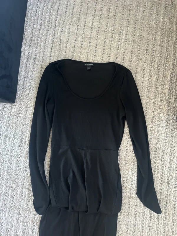 PLT PLT scoop neck jumpsuit black long sleeve size 12