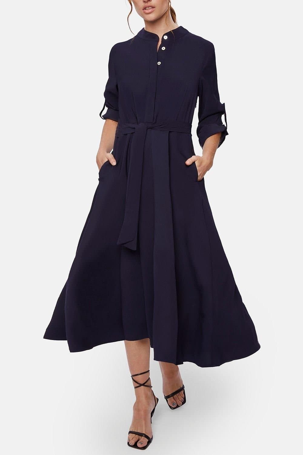 James Lakeland James Lakeland Women's Roll Sleeve Midi Dress Navy