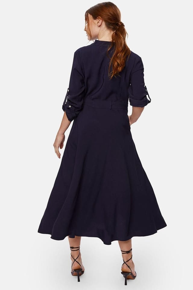 James Lakeland James Lakeland Women's Roll Sleeve Midi Dress Navy - 2