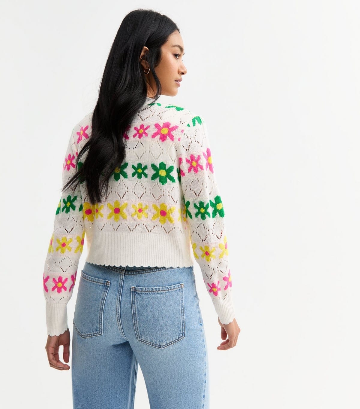 Sunshine Soul Women's White Floral Knit Cardigan Sunshine Soul New Look - 4