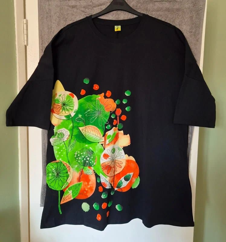 fly out Sell New ladies black green & orange diamontie tunic size 16 to 24 rrp £26