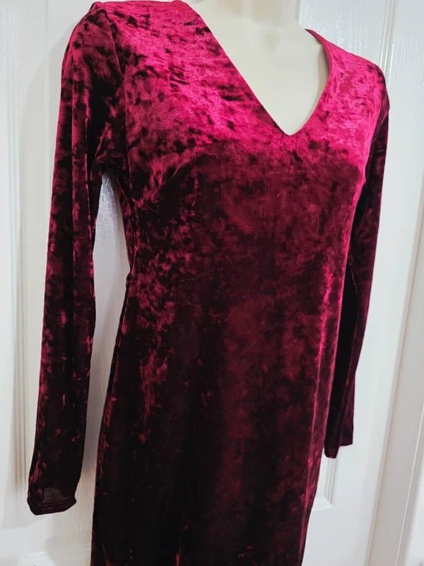 Topshop Topshop Maternity Women's Wine Velvet Midi Dress Size 8 Tie Detail Brand New