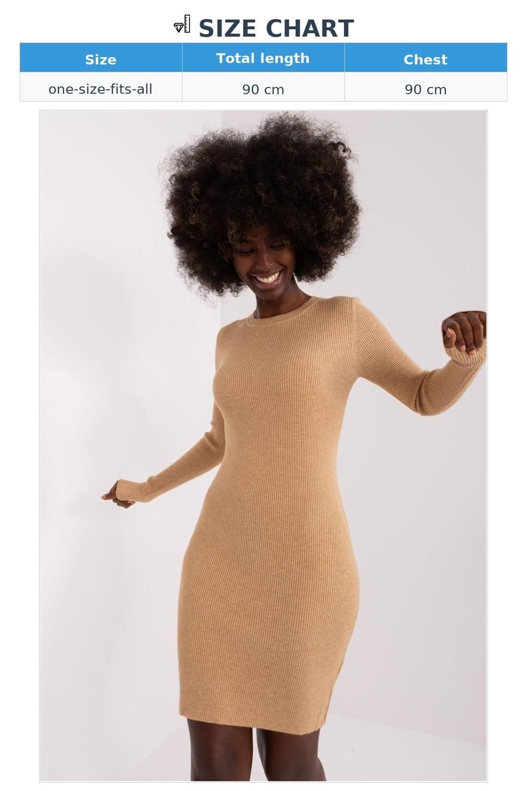 Love Lace Love Lace Women's Cotton Ribbed Long Sleeve Pencil Knit Dress in Brown - 4