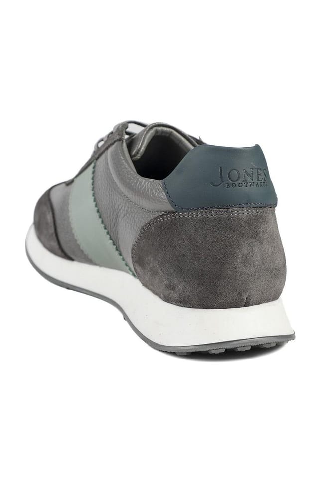 Jones Bootmaker Jones Bootmaker Men's Silvio Leather & Suede Low-Top Trainer in Grey - 3