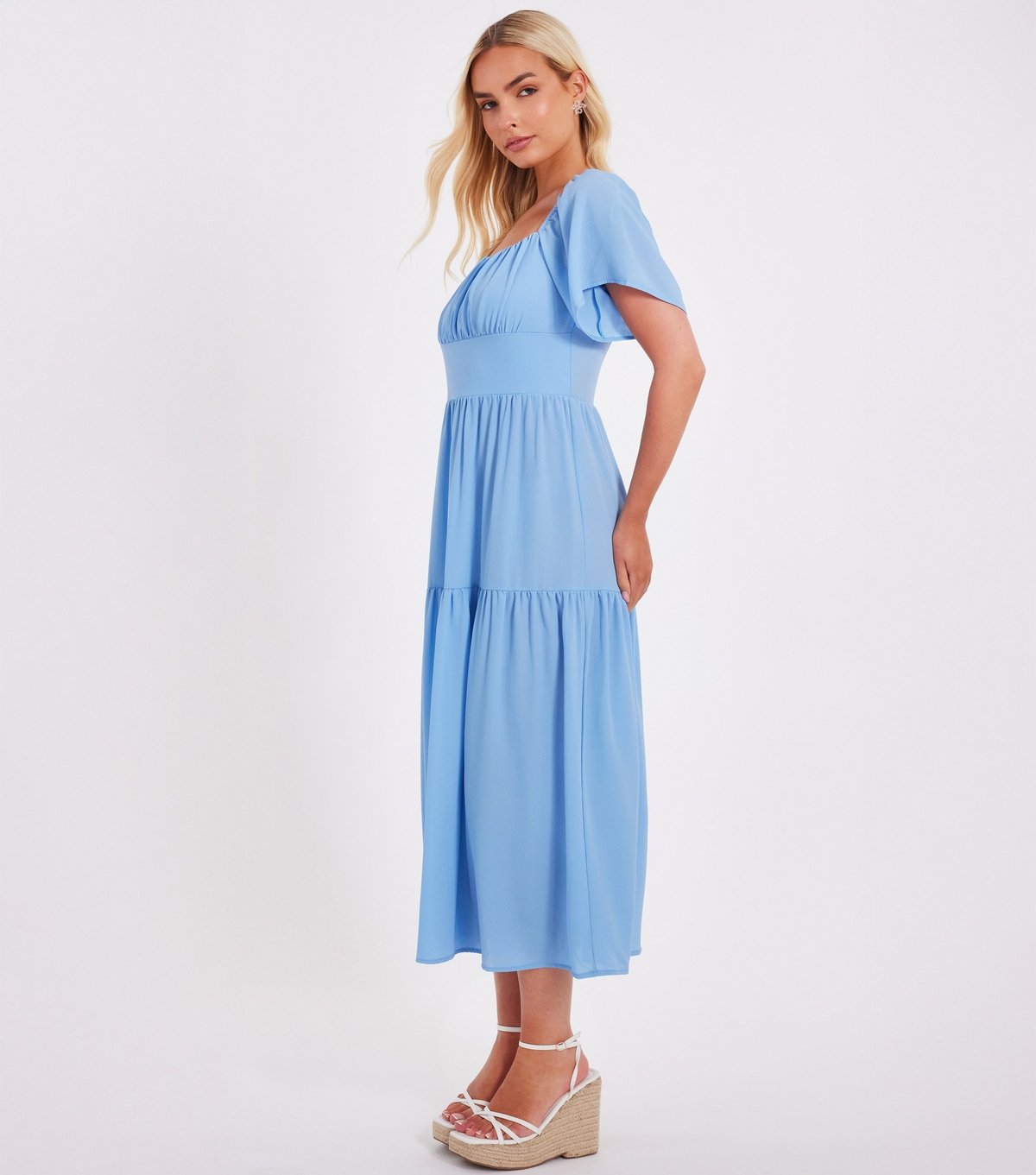Quiz Women's Light Blue Bardot Crepe Midaxi Dress Quiz New Look - 2