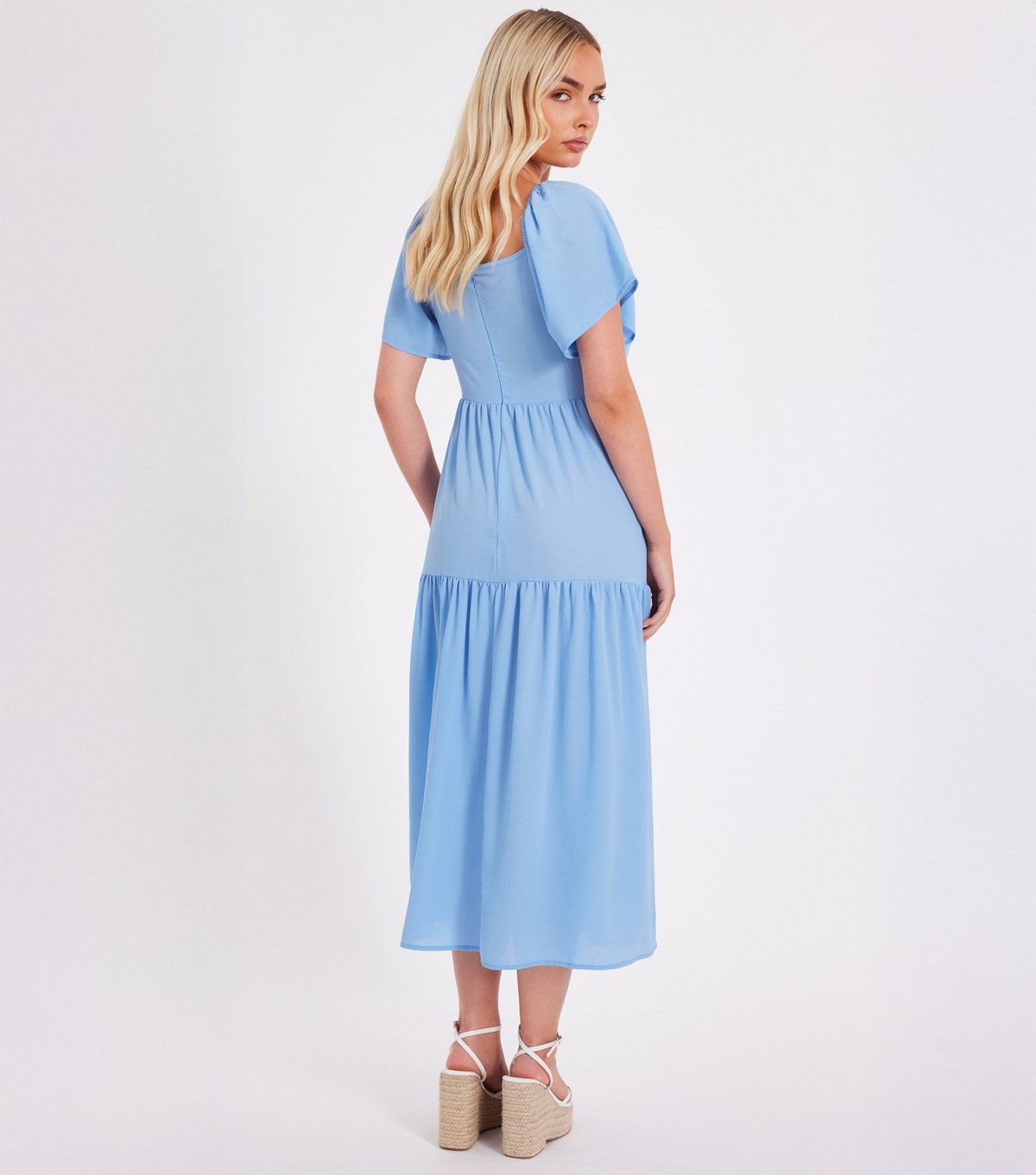 Quiz Women's Light Blue Bardot Crepe Midaxi Dress Quiz New Look - 3