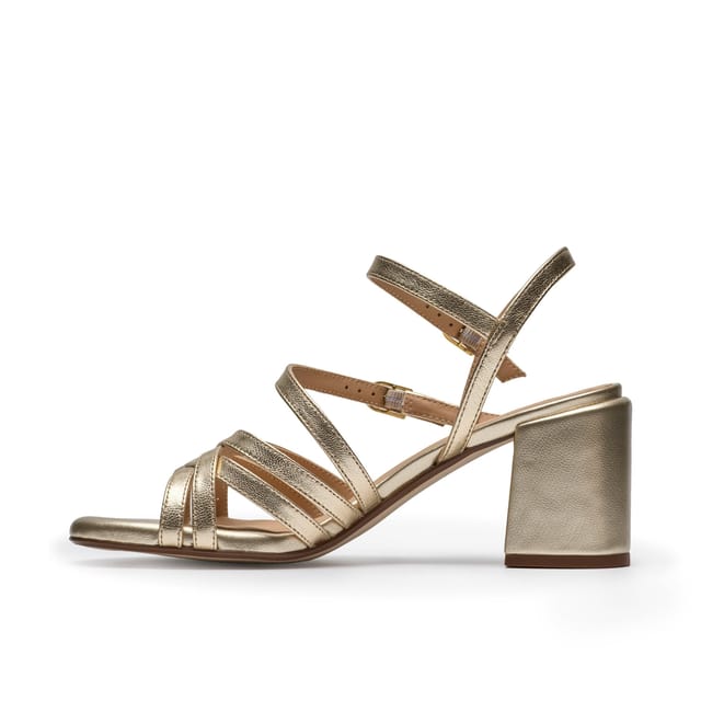 Clarks Clarks Women's Ezoria Strap Gold Leather Heeled Sandals - 2