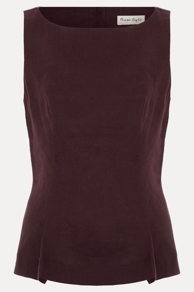 Phase Eight Phase Eight Women's Isabelle Linen Sleeveless Top in Dark Brown - 2