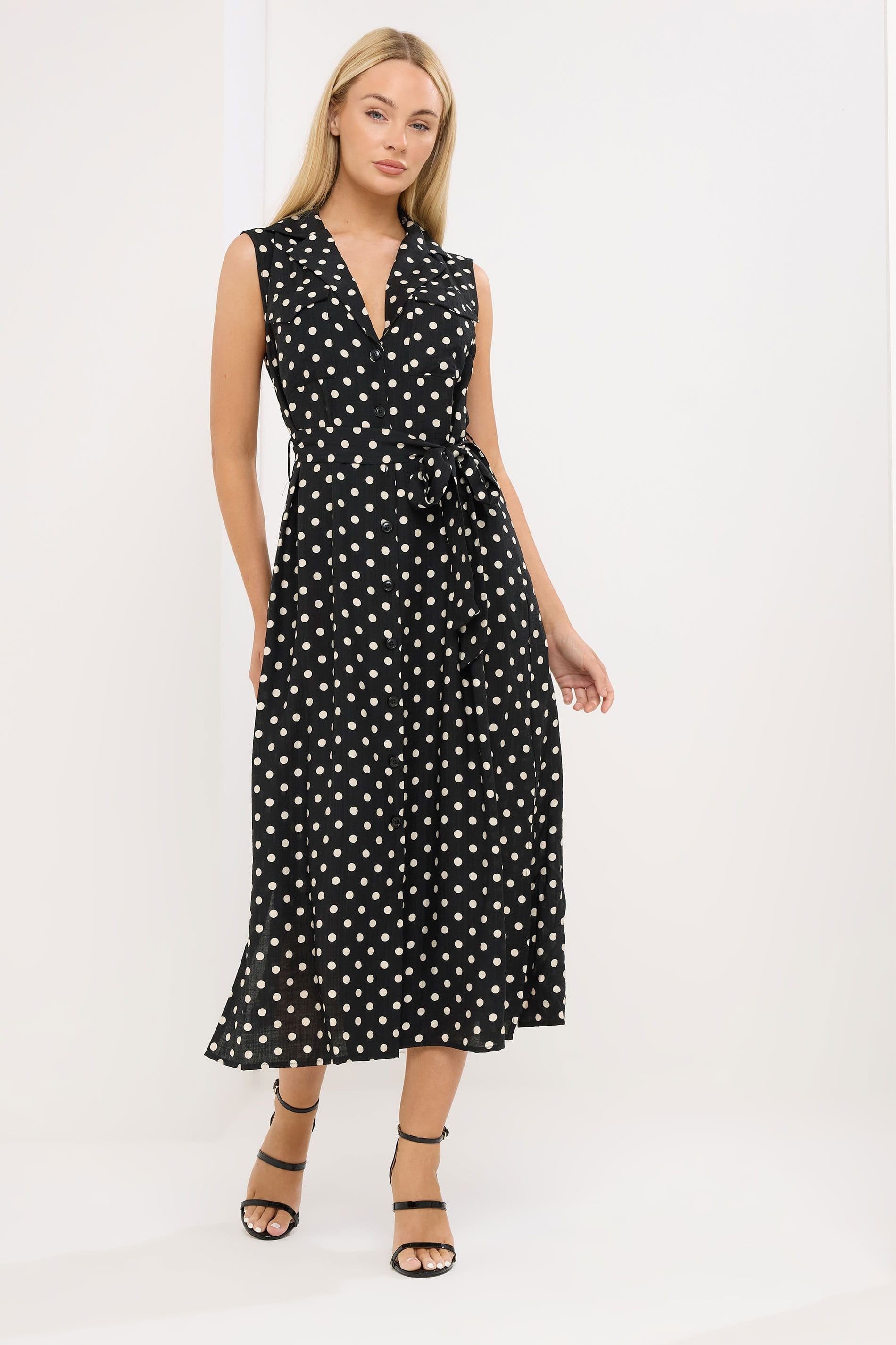 Star By Julien Macdonald Black Polka Dot Sleeveless Dress