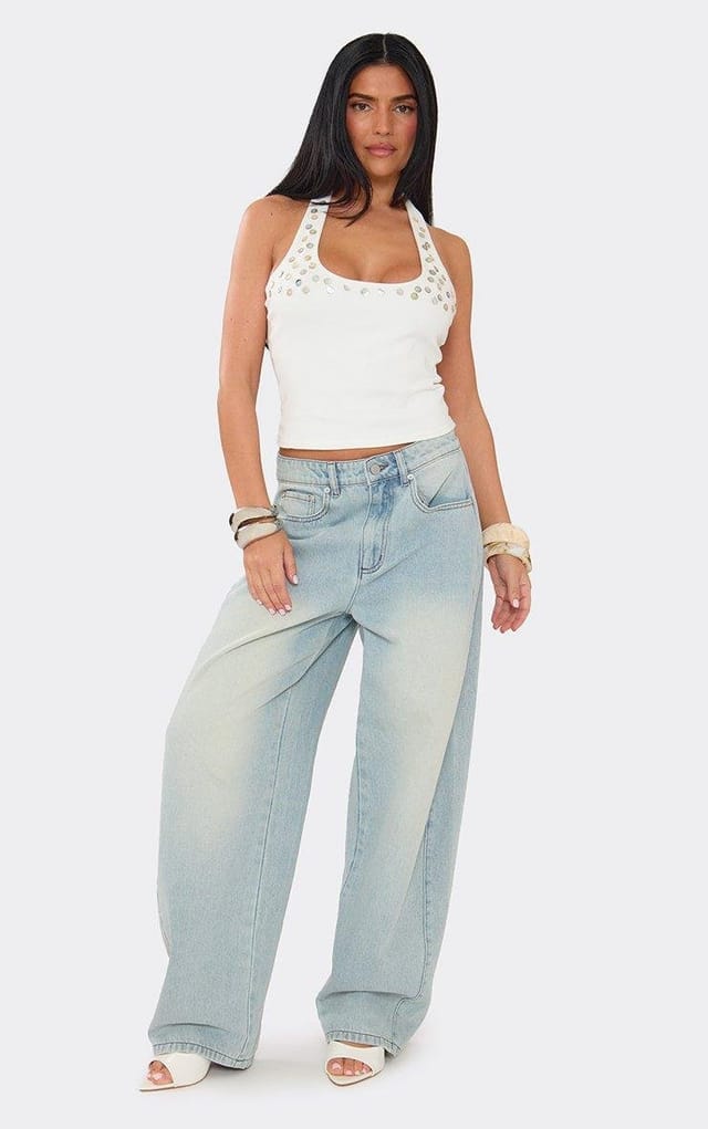 EGO Oversized Barrel Jeans In Light Blue Denim, Women's Size UK 6 - 2