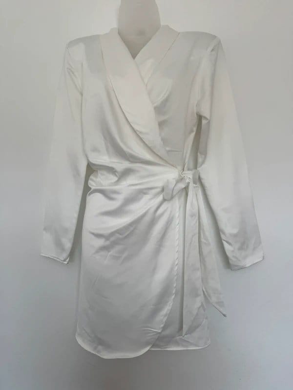 River Island White Satin Wrap Party Dress