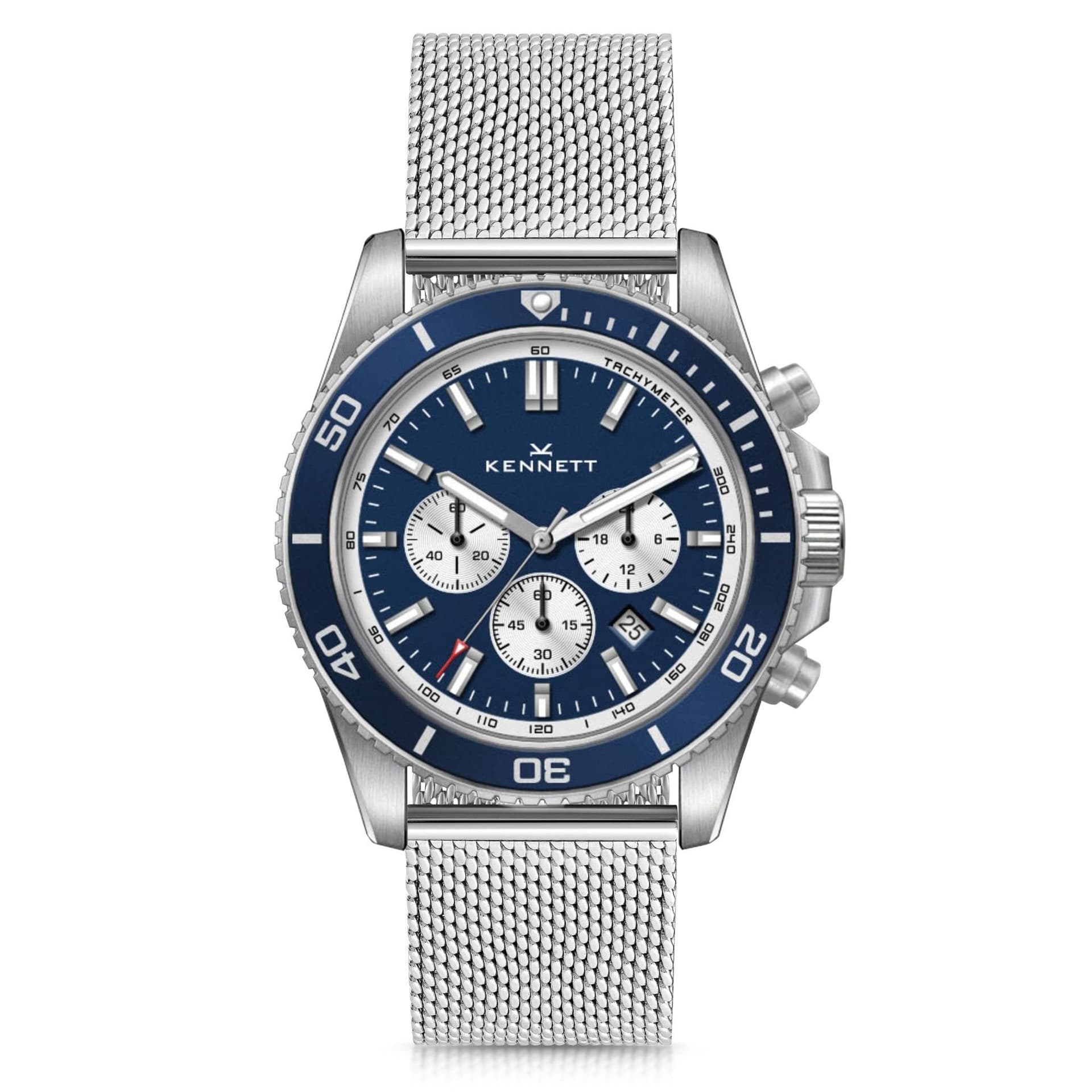 Kennett Kennett Men's PaceSetter Chronograph Watch Nautical Inspired Timepiece in Silver