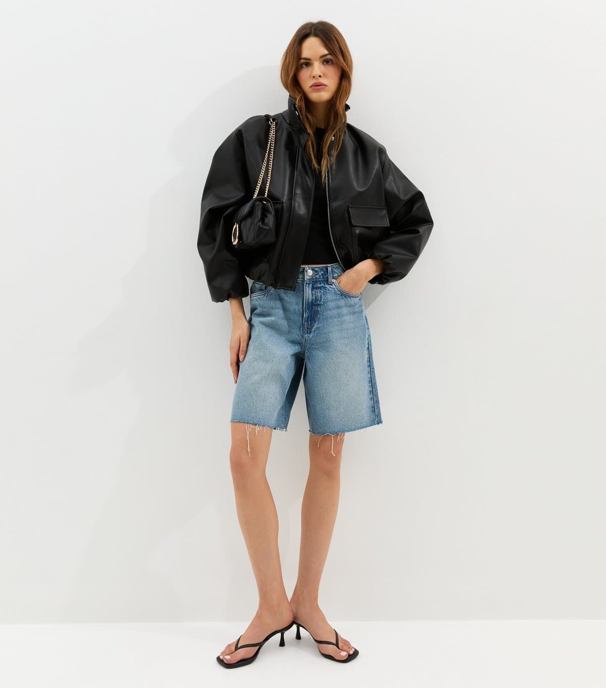 New Look New Look Light Blue Denim Cut Off Bermuda Shorts