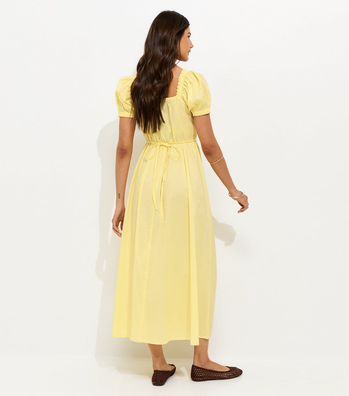 New Look Women's Light Yellow Lace Trim Milkmaid Midi Dress New Look - 4