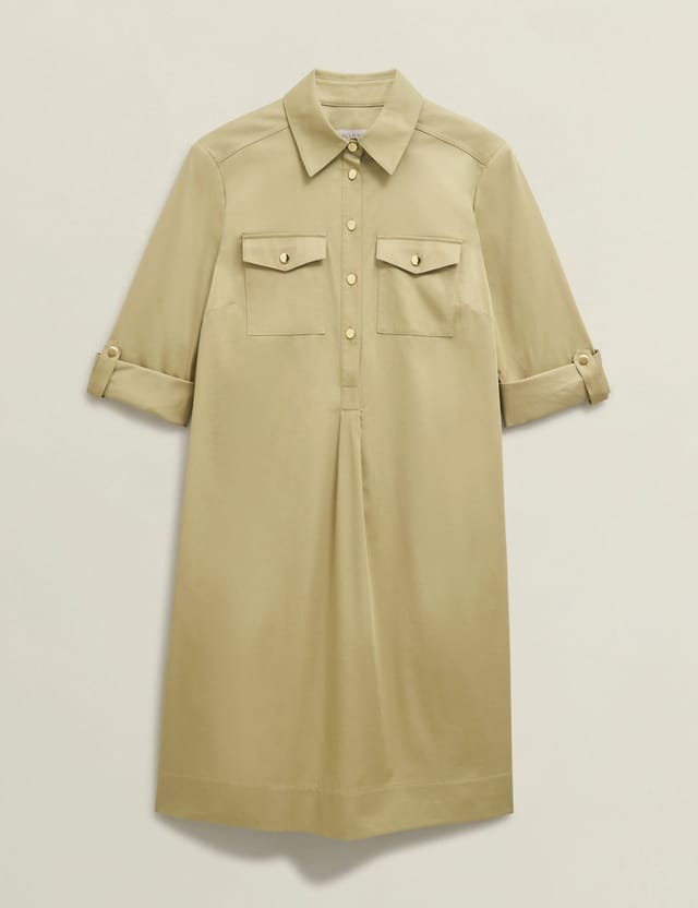 Hobbs London Hobbs London Women's Collared Shirt Dress in Light Tan - 2