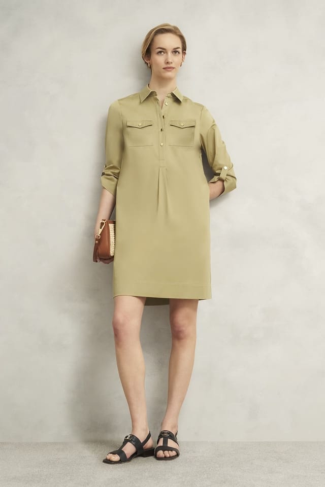 Hobbs London Hobbs London Women's Collared Shirt Dress in Light Tan - 3