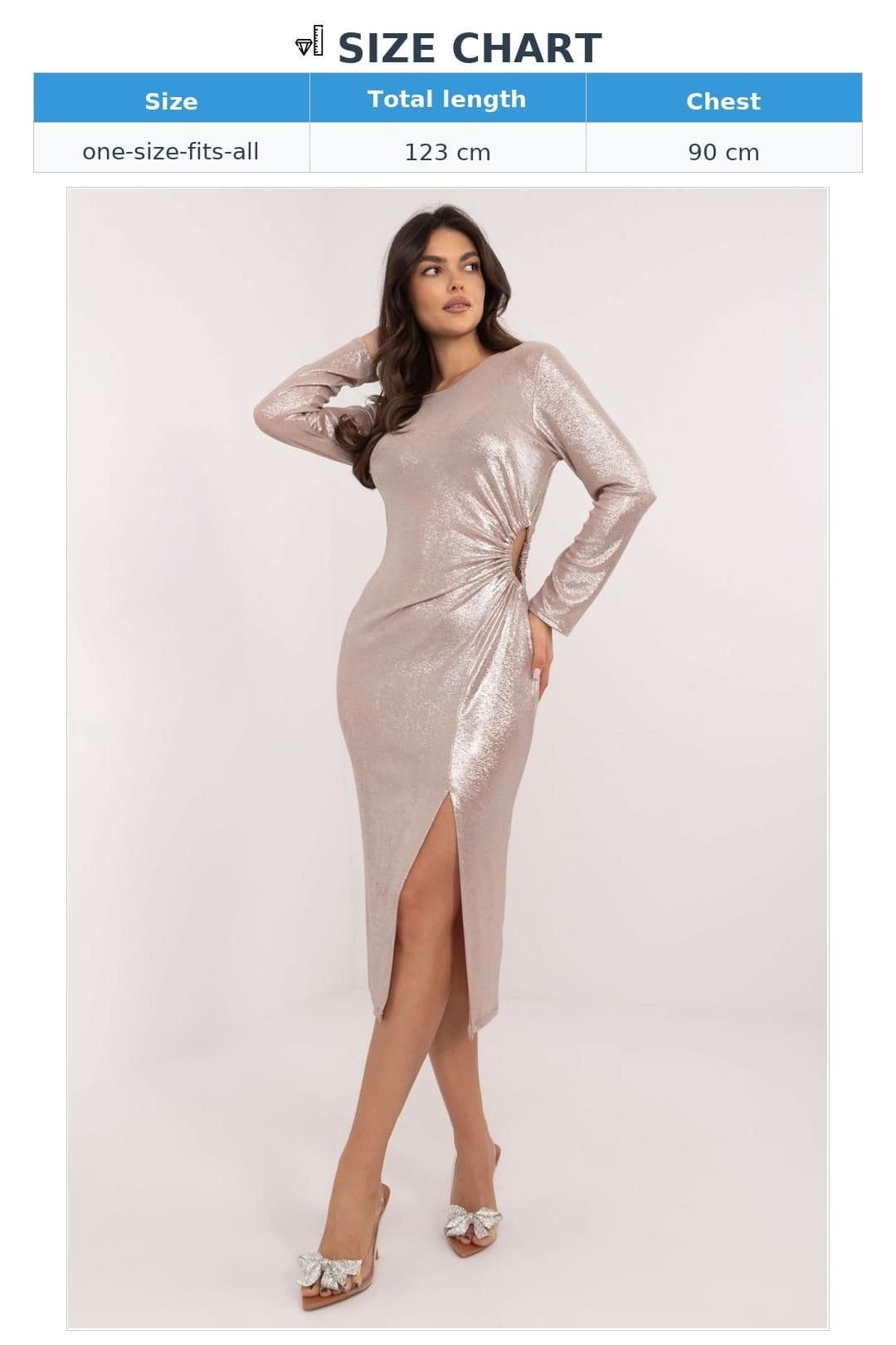 Love Lace Love Lace Women's Elegant Shiny Pencil Dress With Side Ruching in Beige - 4
