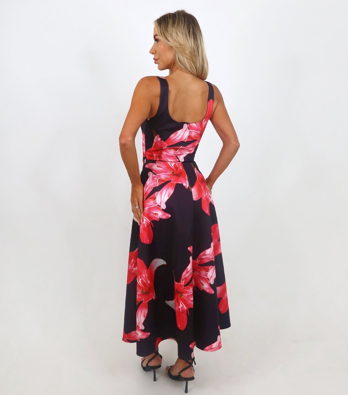 AX Paris Women's Black Floral A-Line Midi Dress AX Paris New Look - 3