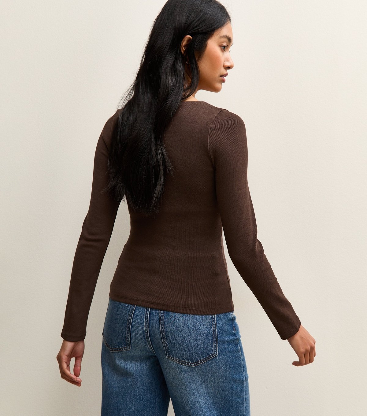 New Look Women's Premium Dark Brown Heavyweight Cotton Square Neck Top New Look - 4