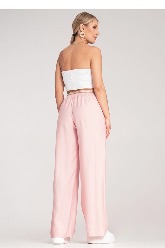 Love Lace Love Lace Women's Boho Elastic Waist Trousers Braided Belt in Pink - 3