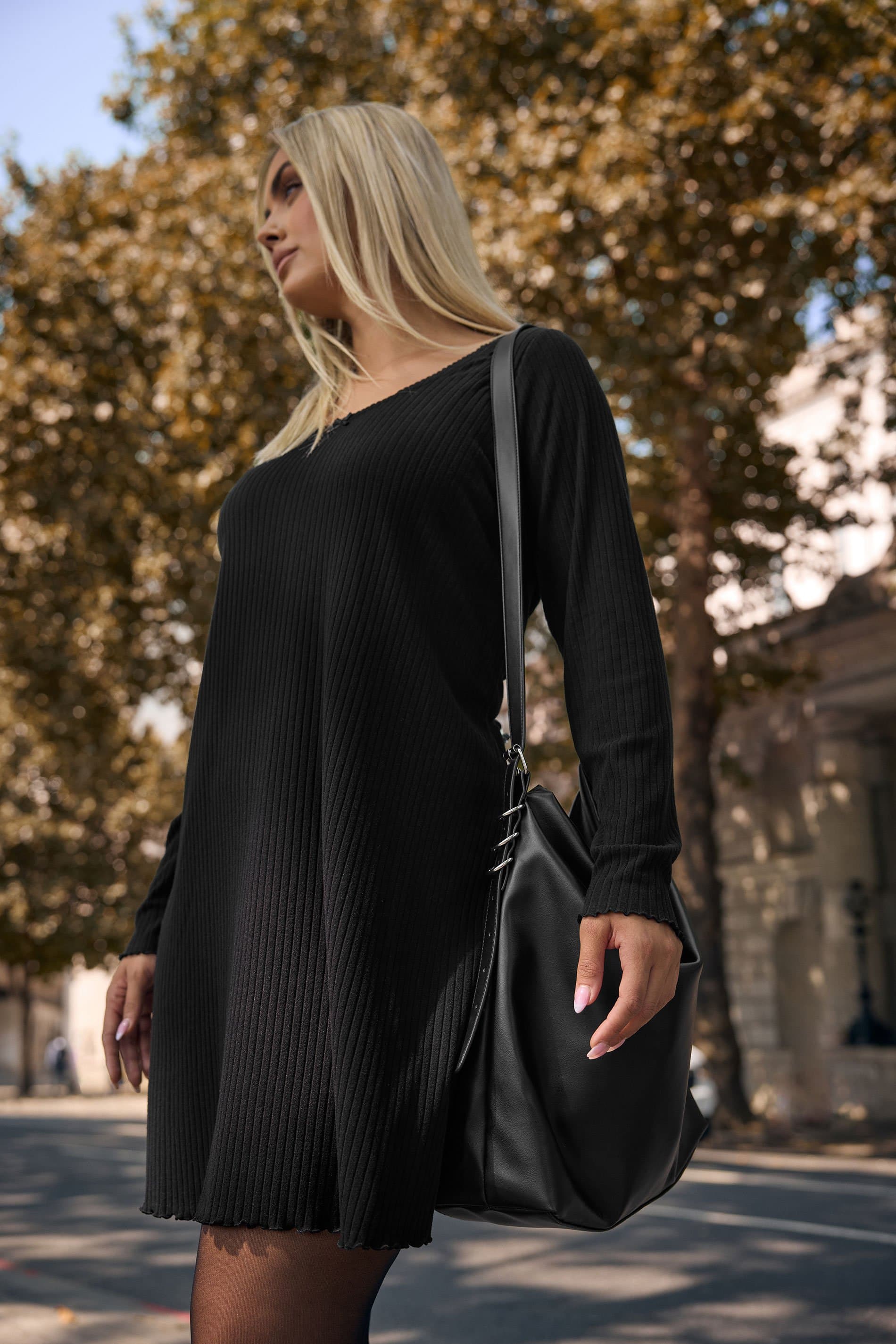 Yours Black Faux Leather Slouched Shoulder Bag