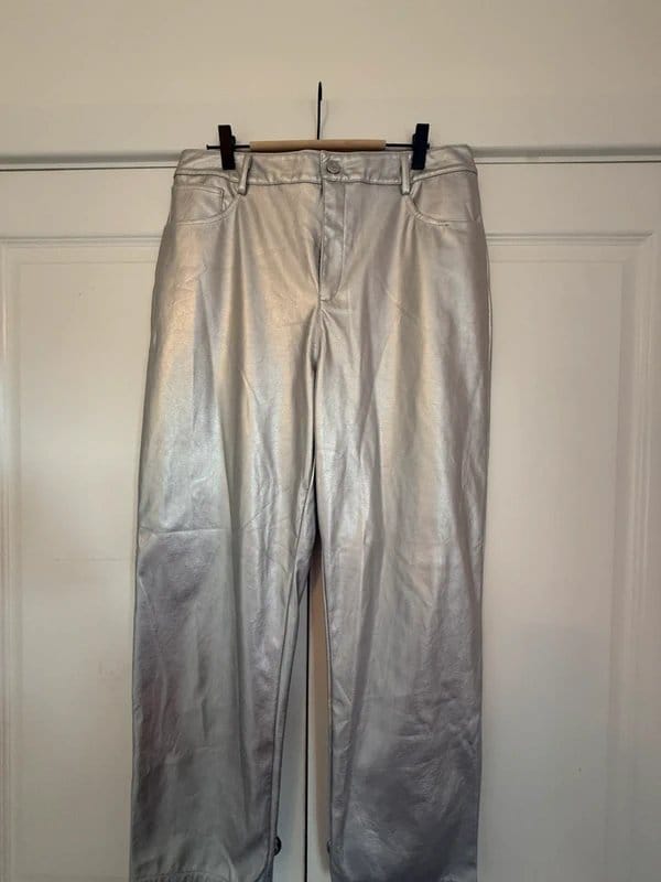 ASOS Design Silver Metallic Leathery Jeans