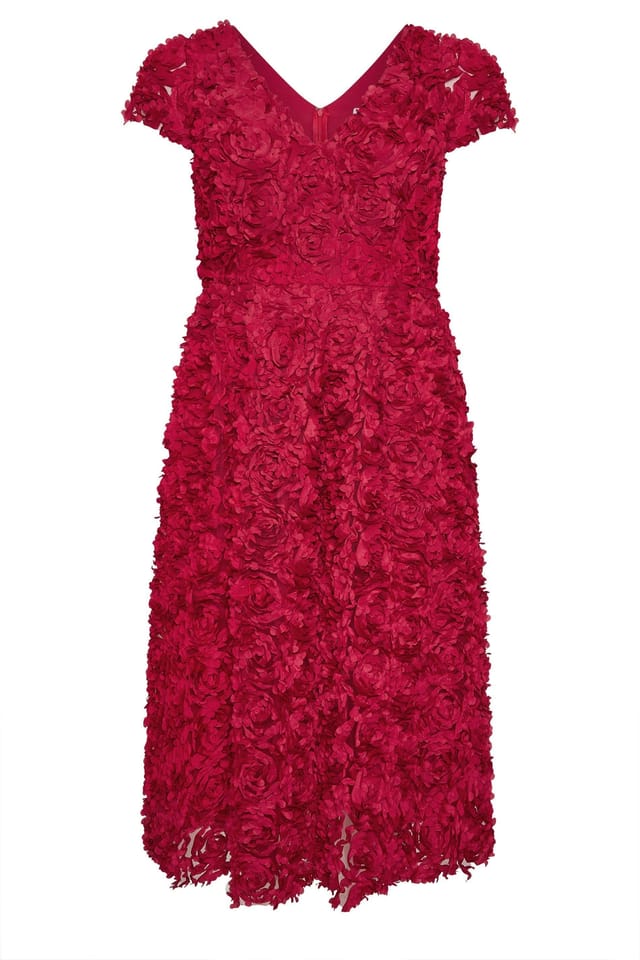 Yours Yours Women's Floral Skater Dress in Red - 2