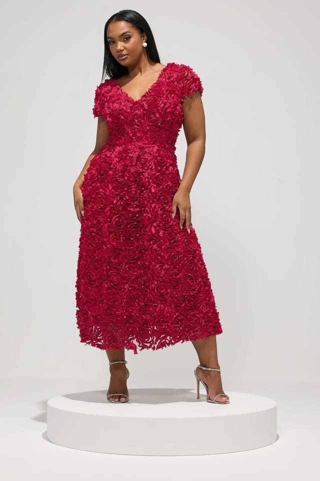 Yours Yours Women's Floral Skater Dress in Red - 3