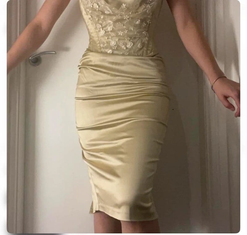 Diva Corset Gold Satin Bodycon Dress