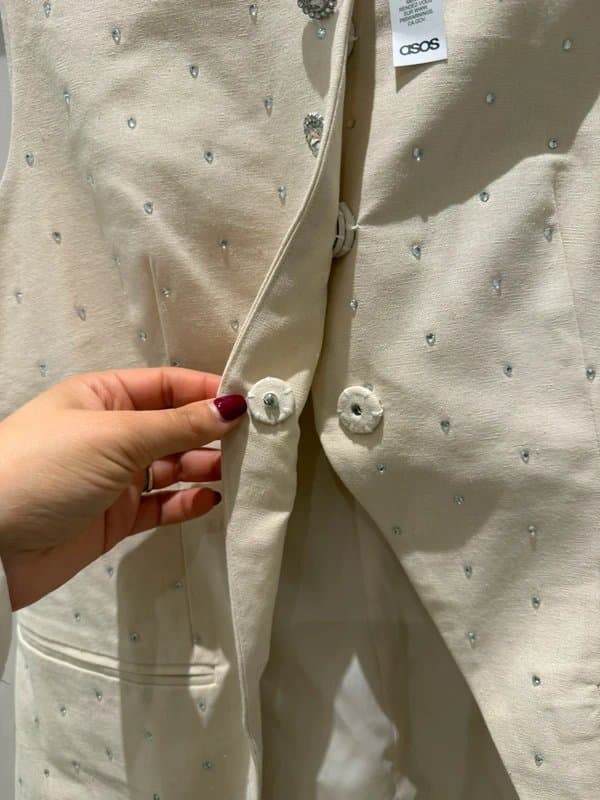 ASOS ASOS Luxe Cream Embellished Longline Waistcoat