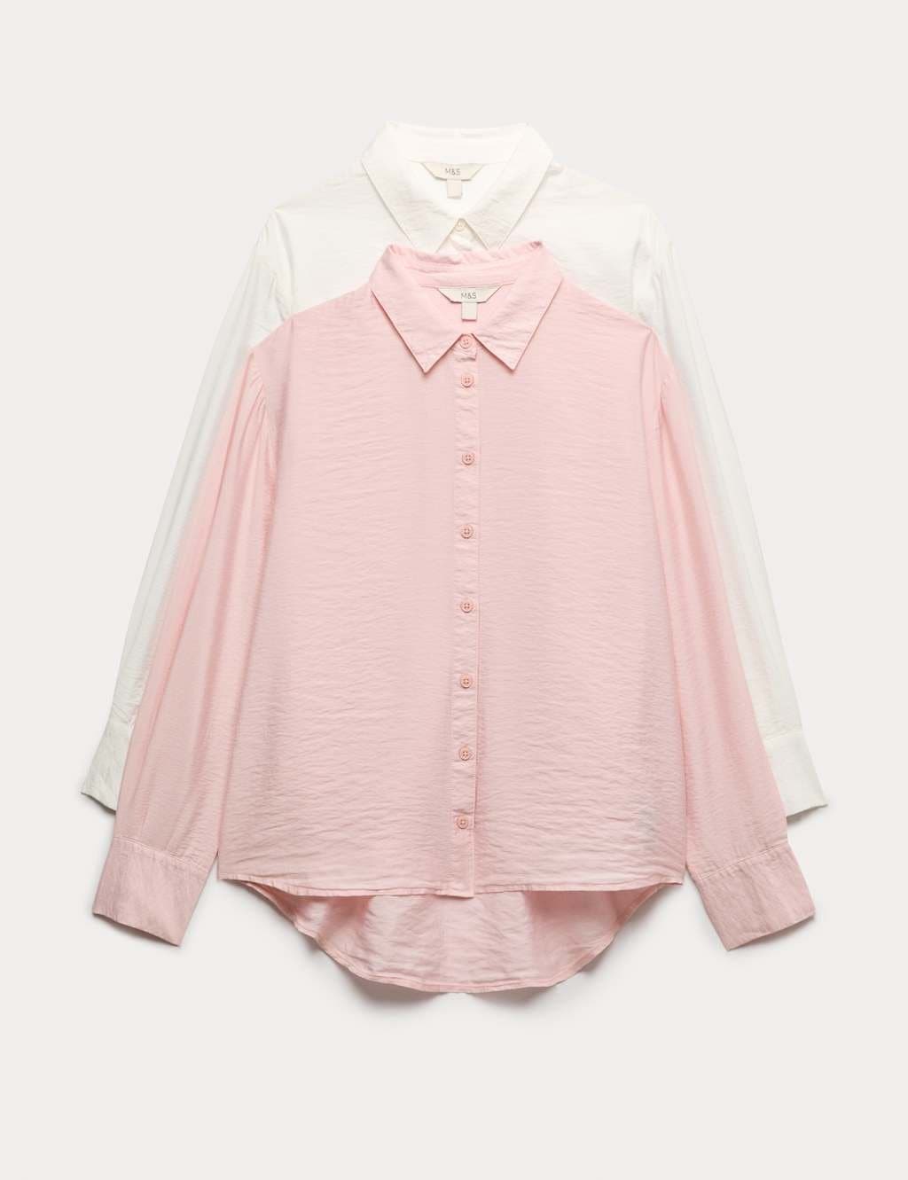 Marks & Spencer M&S 2 Pack Collared Shirts Pink Mix