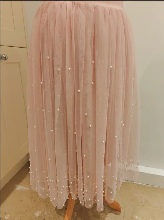 New Look New Look Pink Tulle Midi Skirt with Faux Pearl Detail | Size 14 | NWT