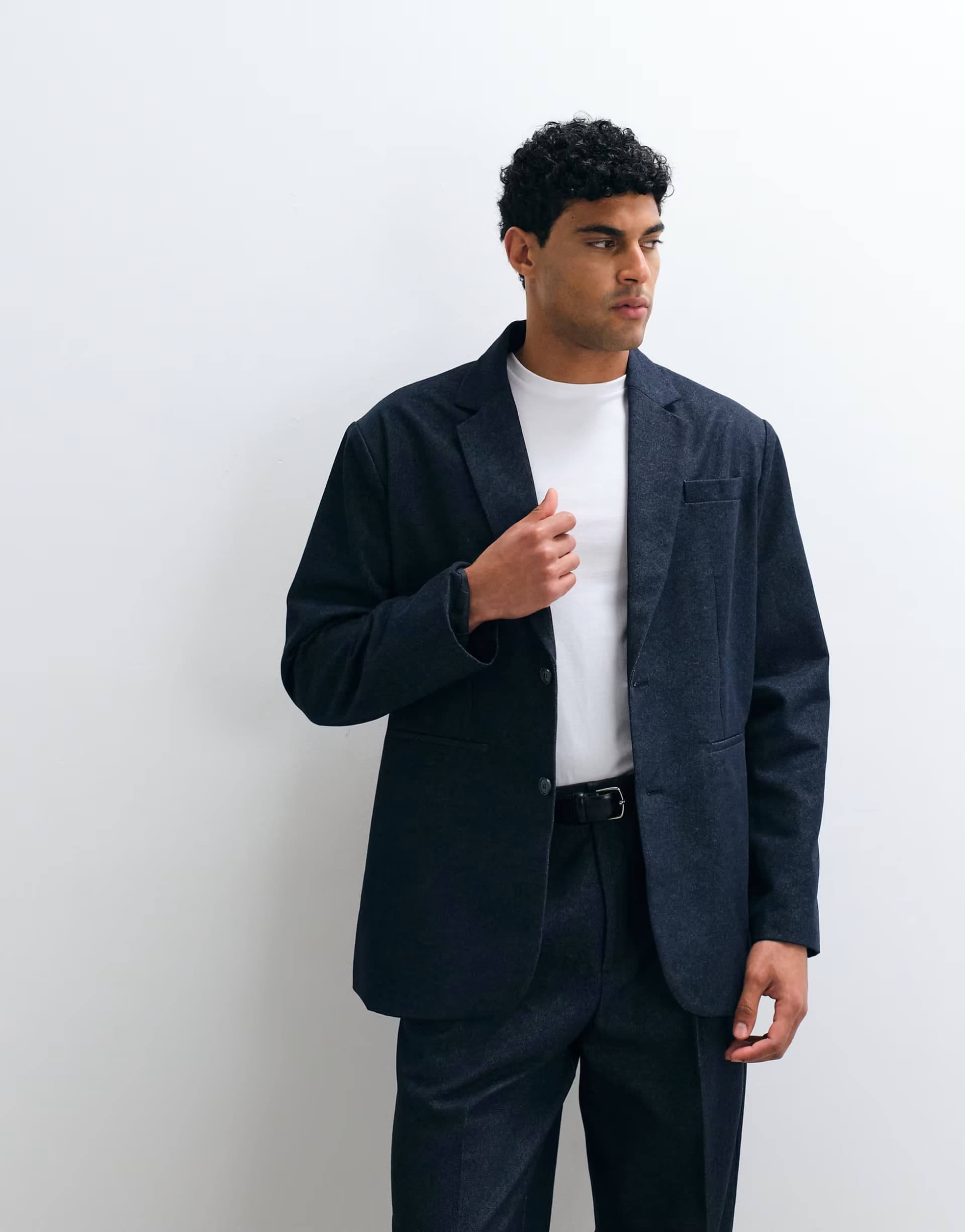 ASOS ASOS DESIGN oversized denim look suit jacket in navy