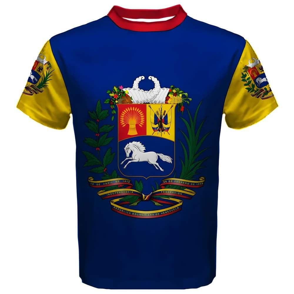 Venezuela Venezuela Men's Personalised Coat of Arms Sublimated Sports Jersey in Blue