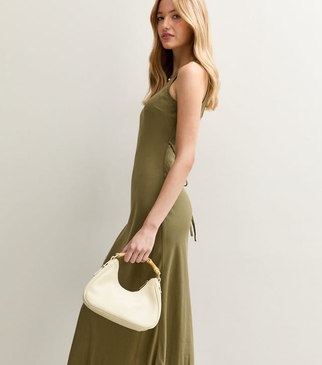 New Look Women's Khaki Scoop Neck Midaxi Dress with Linen New Look - 2