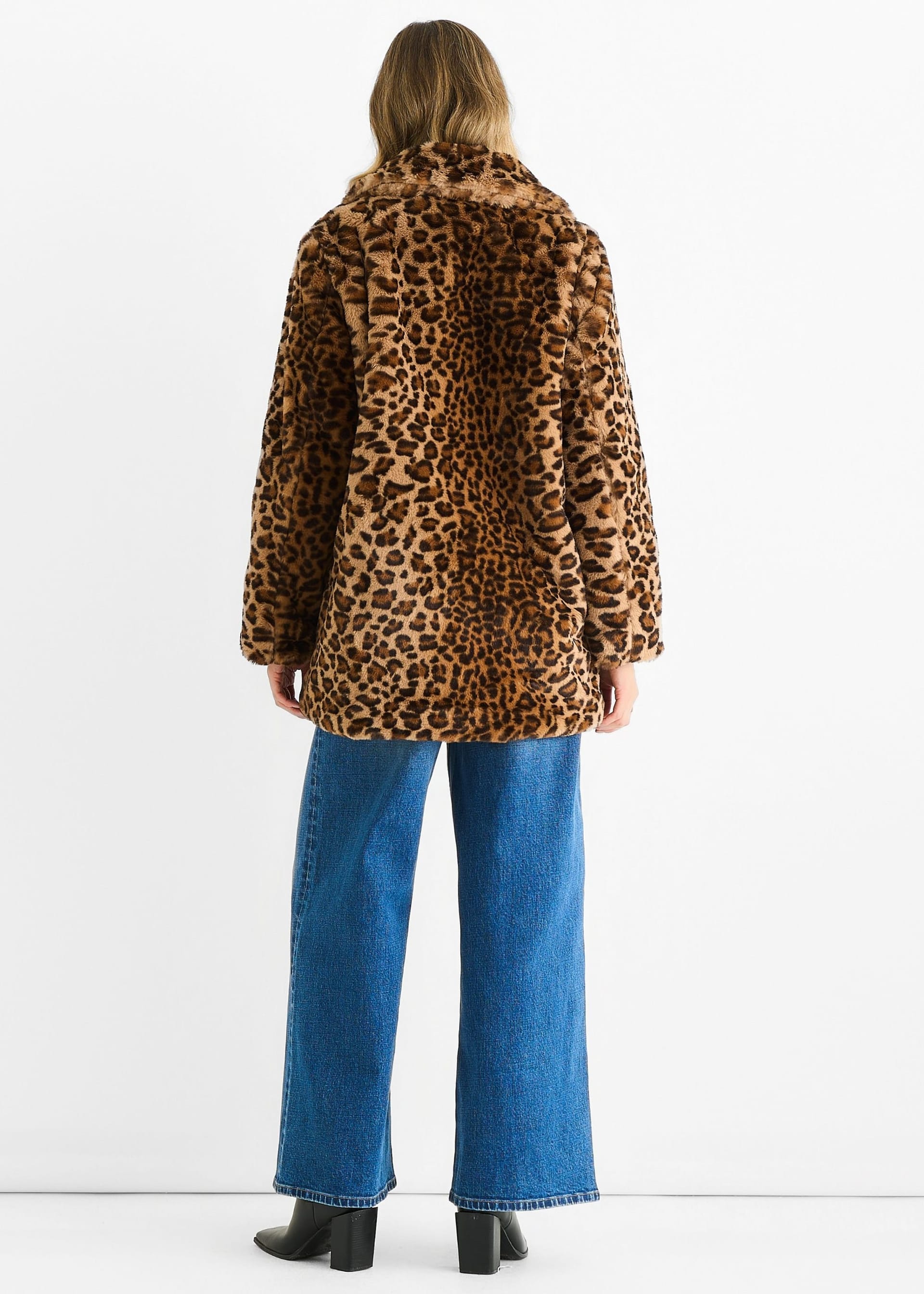 Gini London Gini London Women's Brown Leopard Print Faux Fur Coat Jacket - 4
